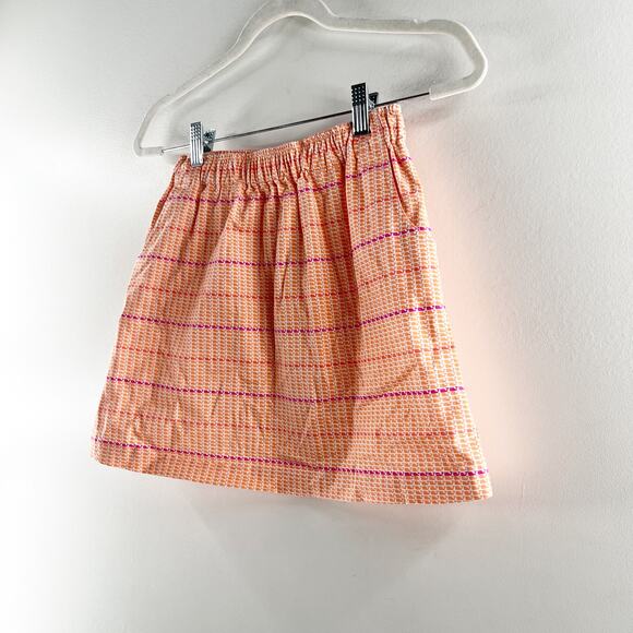 Vineyard Vines Whale Print Stripe Stretch A-Line Pull-On Mini Skirt Peach Medium - Picture 5 of 6